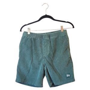 Stussy Green Corduroy Flat Front Shorts size 28